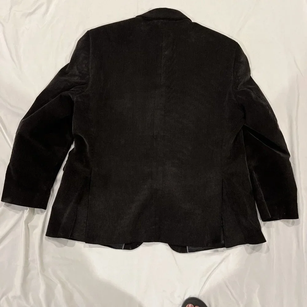 Pronto Uomo Mens Black Corduroy Blazer Sport Coat Two Button Casual Jacket 46S - Picture 9 of 16